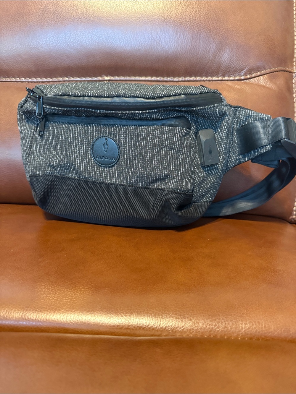 Alpaka Men's Black Waist Pack with Front Zip Pocket
